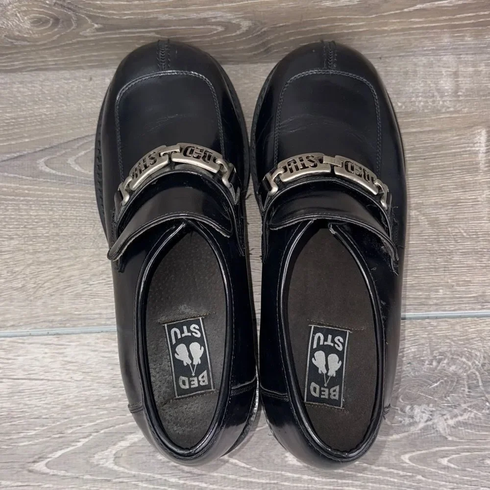 Bed Stu Black Patent Leather Women’s Sz 12 Chunky Y2K Grunge Oxford Loafers